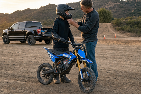 Zonveer DX1 teen electric dirt bike helmet check before practice